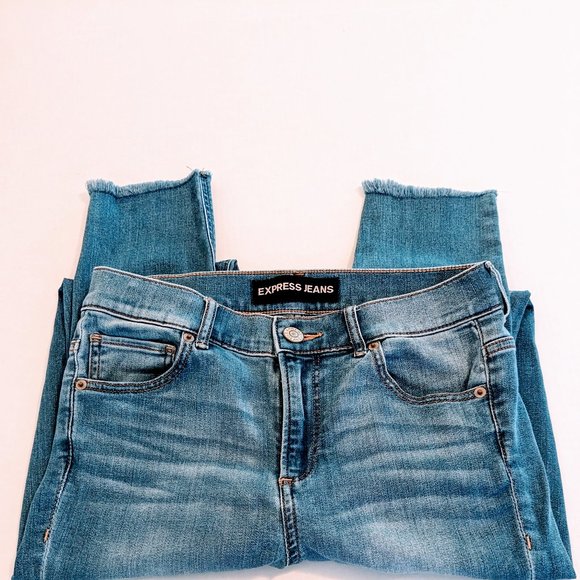 EXPRESS Women's Ankle Legging Distressed Jeans  Size 6R  Blue Denim - Picture 3 of 5